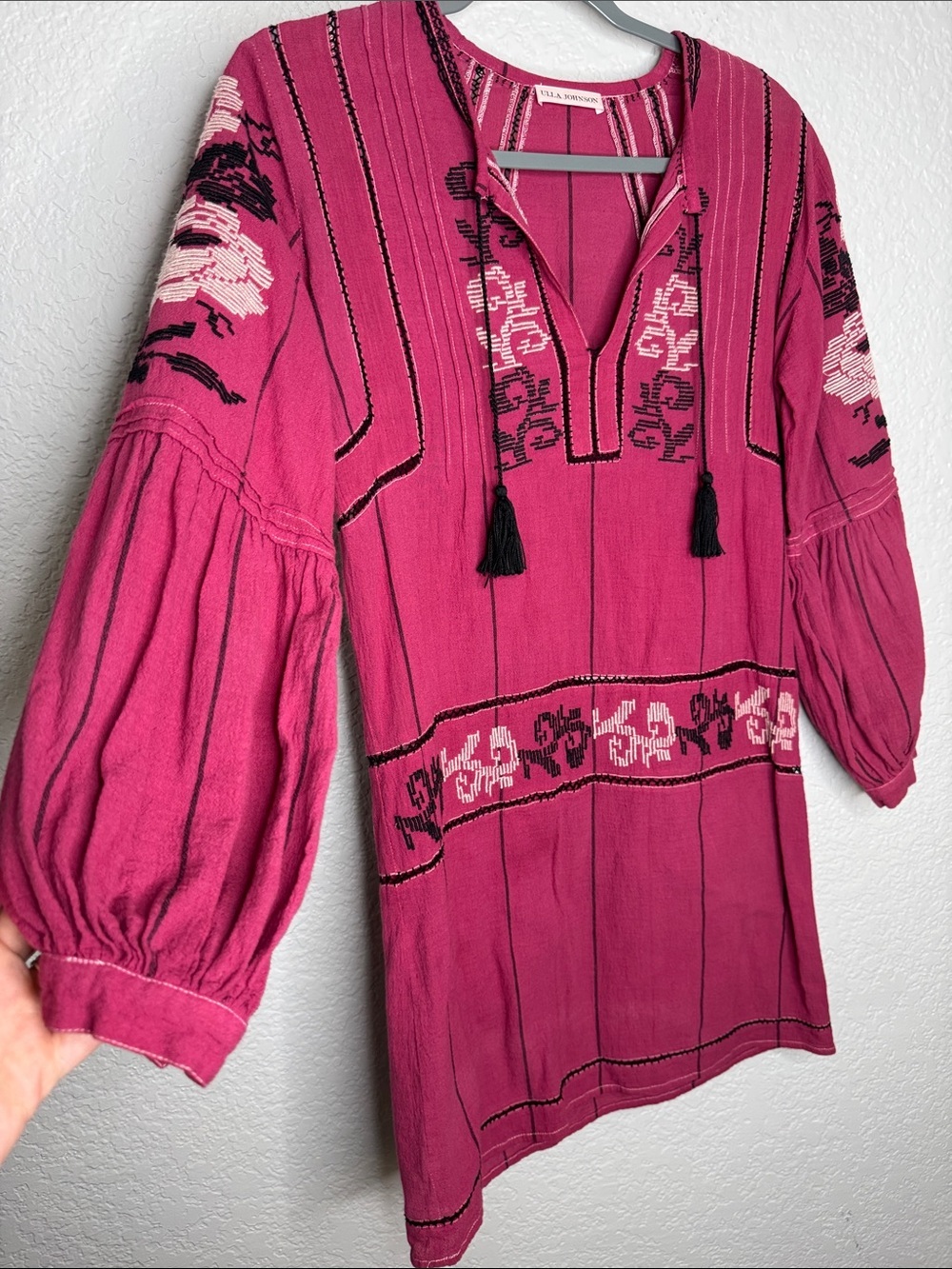 Ulla Johnson Dalia Pink Embroidered Mini Dress Size 2 Cotton Stitched - Picture 3 of 7